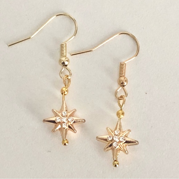 New Star Fireworks Rhinestone Dangle Drop Handmade Earrings Festive Party Gift - Picture 10 of 10